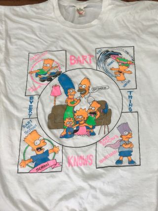 Vintage Bart Simpson Knows Everything T - Shirt - Xl