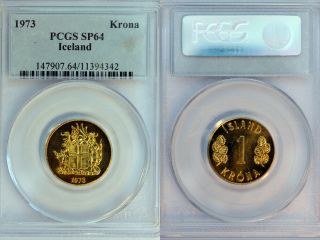 1973 Iceland Krona Pcgs Sp64 - Extremely Rare Kings Norton Proof