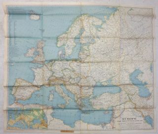 April 1938 Pre Ww2 Vintage Map Of Europe & The Mediterranean