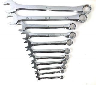 Vintage S - K S&k Tool Forged 11 Pc Standard Combination Wrench Set 12 Pt 1 " - 1/4 "