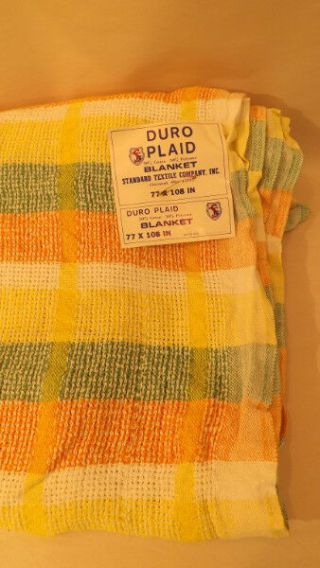 Vtg Spring Pastel Duro Plaid Blanket By Standard Textile Cincinnati Ohio 77x108