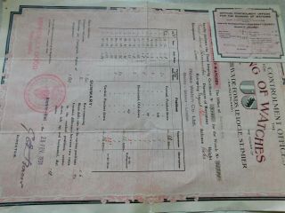 Rolex Vintage Wrist Watch Timing And Rating Certificate From 1931.