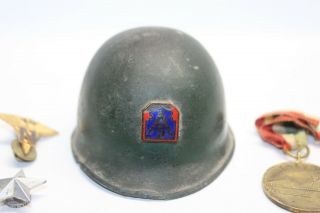 Vintage WWII U S 5th Army A - 5 Division Miniature Helmet Paperweight PATCH MEDAL 2