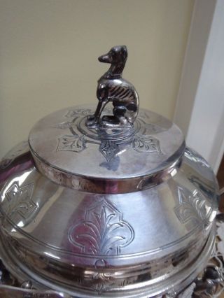 Antique Reed & Barton Silverplate Butter Dish Holder Figural Whippet & Soliders 2