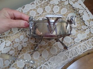 Antique Reed & Barton Silverplate Butter Dish Holder Figural Whippet & Soliders 7