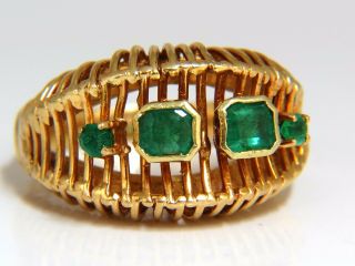 1.  30ct Natural Emeralds Dome Grill Vintage Ring 18kt,