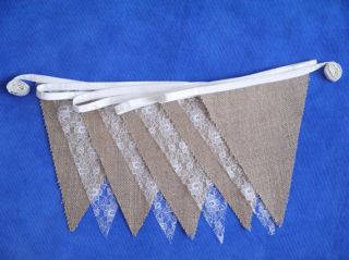 250ft 75m Hessian Fabric And Lace Bunting Wedding Shabby Rustic Vintage Chic