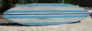 Surfboard Wall Art,  Stained,  Vintage Look,  5 1/2 Foot,  Surf Decor,  16 " X 66 "