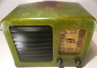 1938/39 Rare Green Catalin Emerson " Big Miracle " Radio,  Bm - 258,  Deco Style