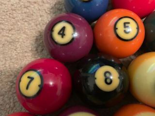 Vtg Brunswick Centennial Billiard pool Balls Round Dart Blue Dot Cue Ball 3