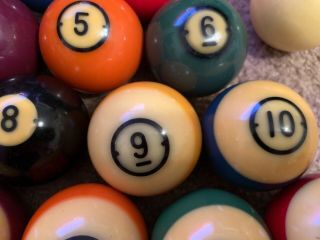 Vtg Brunswick Centennial Billiard pool Balls Round Dart Blue Dot Cue Ball 4