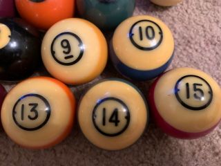 Vtg Brunswick Centennial Billiard pool Balls Round Dart Blue Dot Cue Ball 6