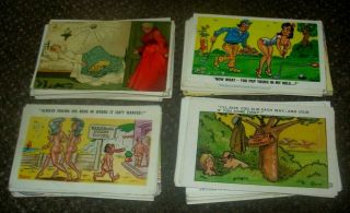 130 X Vintage Comic Postcards Seaside Humour Risque Stockings Innuendo Etc