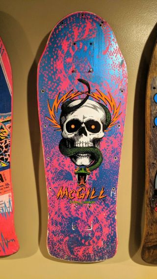 Vintage Mike Mcgill Powell Peralta Skull And Snake Skateboard Deck Pink