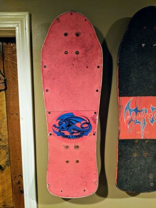 Vintage Mike McGill Powell Peralta Skull and Snake skateboard deck PINK 2