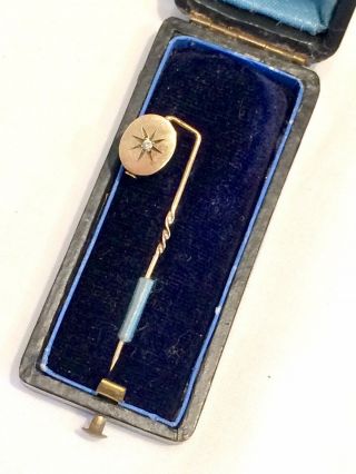 Fantastic Vintage Antique 9ct Gold & Diamond Secret Masonic Tie Or Lapel Pin