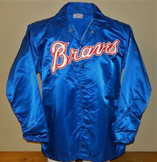 Vintage Game Worn Atlanta Braves Satin Windbreaker Jacket - Wilson Size 46