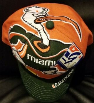 Vintage Rare The Game Miami Hurricanes Snapback Hat Cap Big Logo Nwt