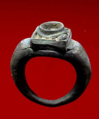 Ancient Bronze Shiva Lingam Ring Angkor Wat Khmer Thai Amulet Size 7 Us