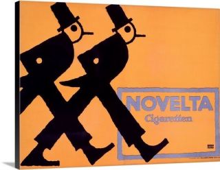 Premium Thick - Wrap Canvas Wall Art Entitled Novelta Cigaretten,  Vintage Poster,