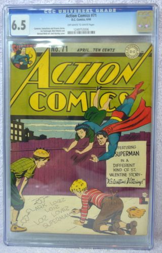 Action Comics 71 Cgc 6.  5 Superman 1944 Rare Valentine Story