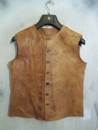 Vintage Ww2 British Army Corps Of India Leather Jerkin Jacket Size 40 "