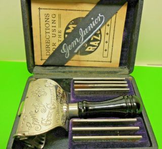 Antique Old 1901 Vintage Gem Junior Safety Razor 7 Seven Day Week Shaving Set