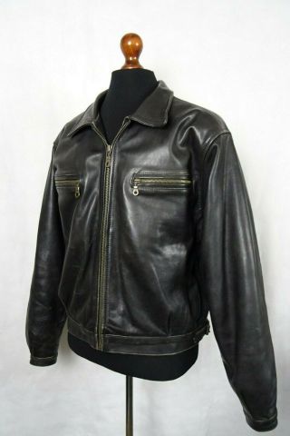 Men ' s Vintage Leather German Luftwaffe Style Motorcycle Biker Jacket XL 46R 3