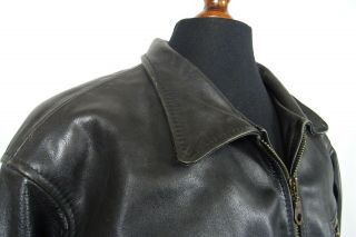 Men ' s Vintage Leather German Luftwaffe Style Motorcycle Biker Jacket XL 46R 6