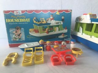 Fisher Price Little People Vintage House Boat 985 With Box.