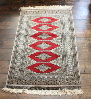 A Good Vintage Pure Wool Country House Baluch Rug 32 X 53 Inches