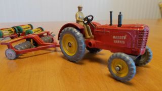 VINTAGE 5 Piece DINKY TOY Massey Harris Tractor with four Implements 2