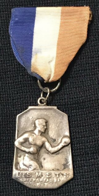 Us Merchant Marine Early Ww2 Sterling Silver Rare Boxing Medal