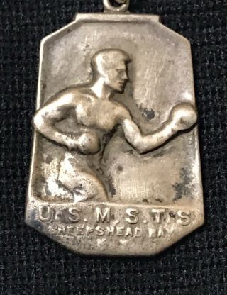 US Merchant Marine Early WW2 Sterling Silver Rare Boxing Medal 2