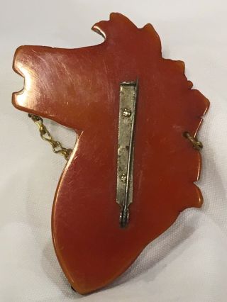 Vintage Carved Overdyed Red Butterscotch Bakelite Horse Pin Brooch 3 