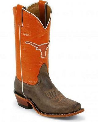 Nocona Ldut22 Womens Texas Tan Vintage/orange Branded College Boots Size 8