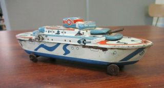 Rare Vintage Tin Litho Wyandotte U.  S.  Navy Wheeled Battleship