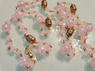 VTG CHRISTIAN DIOR GROSSE BABY PINK ART GLASS TASSEL 36 