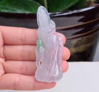 100 Natural Jade A Goods Hand - Carved Semi - Transparent Guanyin 536