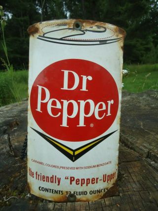 Old Vintage 1953 Dr.  Pepper Porcelain Gas Station Wood Door Sign