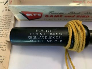 Vintage P.  S.  Olt Duck Call Model D - 2 Perkin Il Box And Instructions