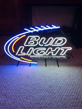 Vintage Bud Light NFL Football Real Neon Sign Beer Bar Light 2