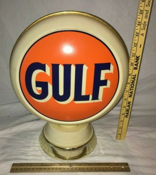 Antique Gulf Gas Oil Service Station Light Up Lamp Pump Style Globe Vintage Sign
