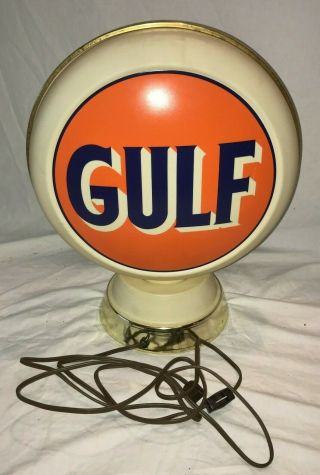ANTIQUE GULF GAS OIL SERVICE STATION LIGHT UP LAMP PUMP STYLE GLOBE VINTAGE SIGN 5
