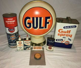 ANTIQUE GULF GAS OIL SERVICE STATION LIGHT UP LAMP PUMP STYLE GLOBE VINTAGE SIGN 8
