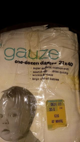 Vintage Cloth Diapers Montgomery Wards Gauze Weave Flat 21x40 heavy wt 5