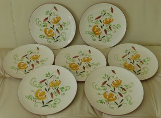 Vintage Stangl Tiger Lily Set Of 7 Dinner Plates 10 "