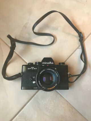 Vintage Black Minolta SRT 201 Camera MD Rokkor - X 1:1.  7 50mm lens,  Accessories 4