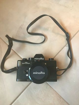 Vintage Black Minolta SRT 201 Camera MD Rokkor - X 1:1.  7 50mm lens,  Accessories 5