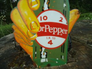 OLD VINTAGE 1953 DR.  PEPPER 10 - 2 - 4 PORCELAIN GAS STATION DOOR SIGN 2